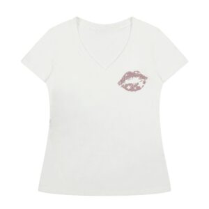 V-Neck Slim-Fit Street-Style T-Shirt — White