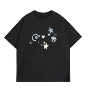 Simple T-Shirt With Cute Print — Black
