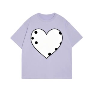 Polka Dot Heart Print T-Shirt — Purple