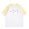 Minimalist Star-Print T-Shirt — Yellow & White Colorblock