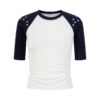 Simple Color-Block T-Shirt With Half Sleeves