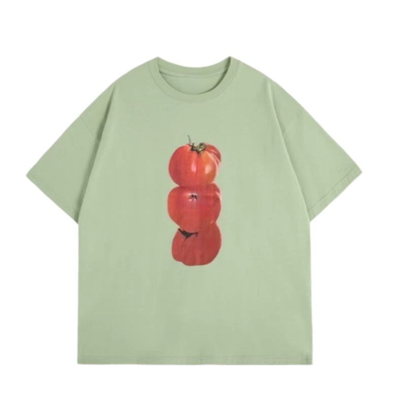 Creative Tomato Print T-Shirt — Matcha Green