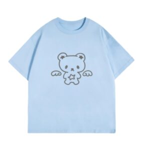 Cute Little Bear Loose-Fit T-Shirt — Light Blue