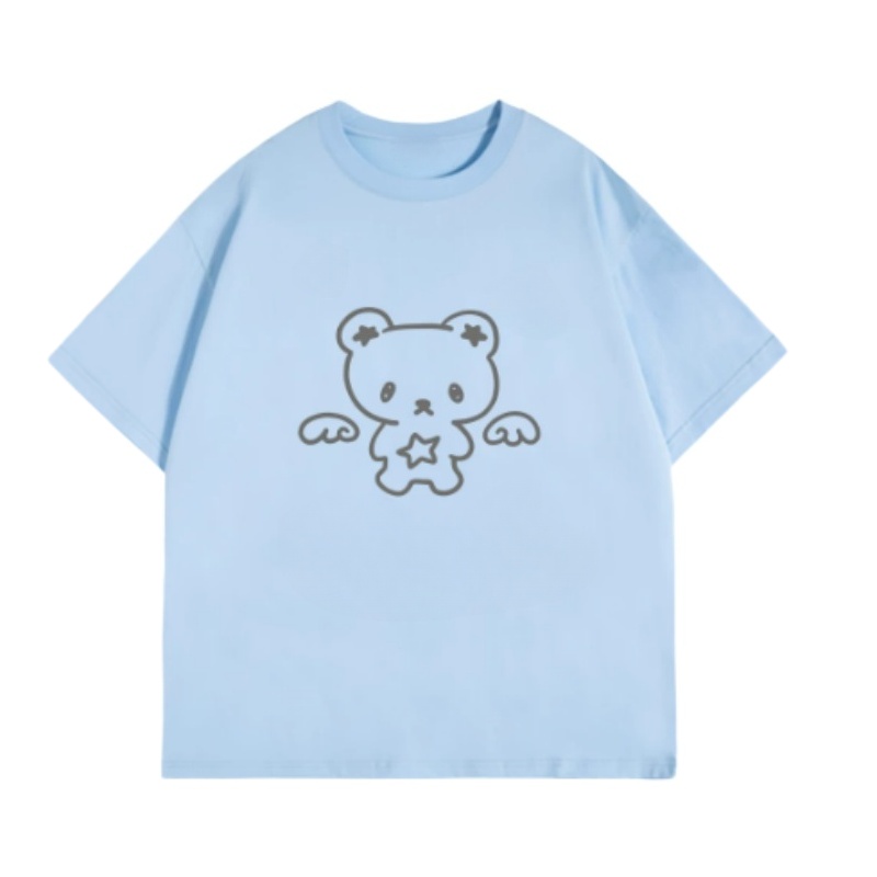 Cute Little Bear Loose-Fit T-Shirt — Light Blue