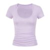 Striped U-Neck T-Shirt (Regular Shoulder) — Purple