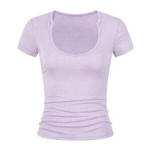 Striped U-Neck T-Shirt (Regular Shoulder) — Purple