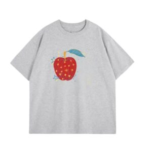Trendy Apple-Print T-Shirt — Gray